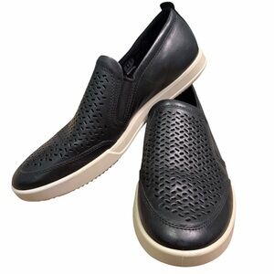 Ecco Men's Black Perforated Slip-On Loafers Mens 12‎